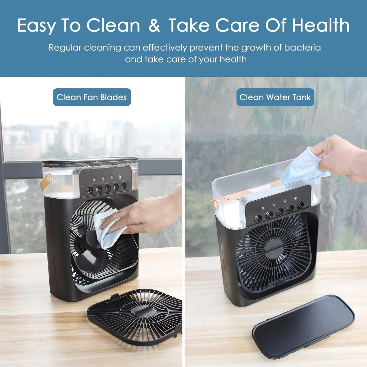Portable Air Conditioner Fan |Mini Evaporate Air Cooler with 7 Colors LED Light