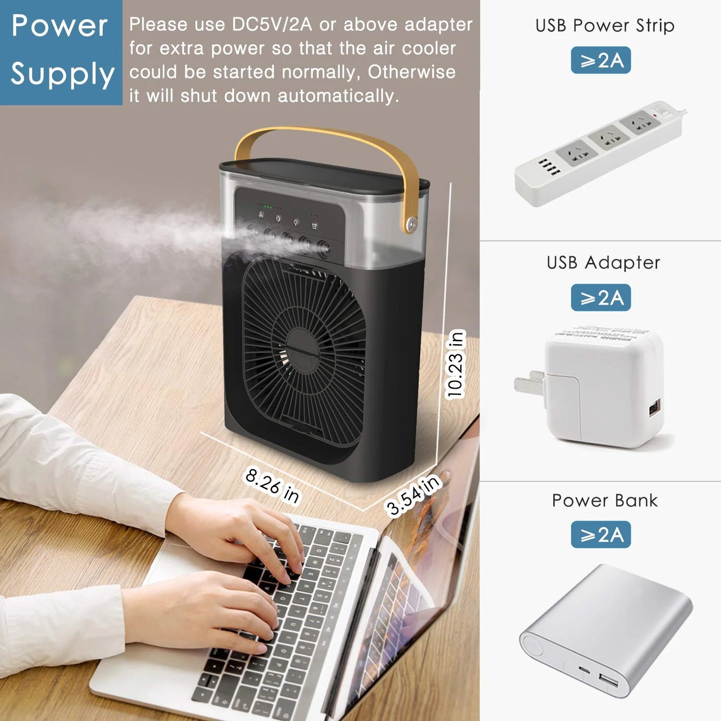 Portable Air Conditioner Fan |Mini Evaporate Air Cooler with 7 Colors LED Light