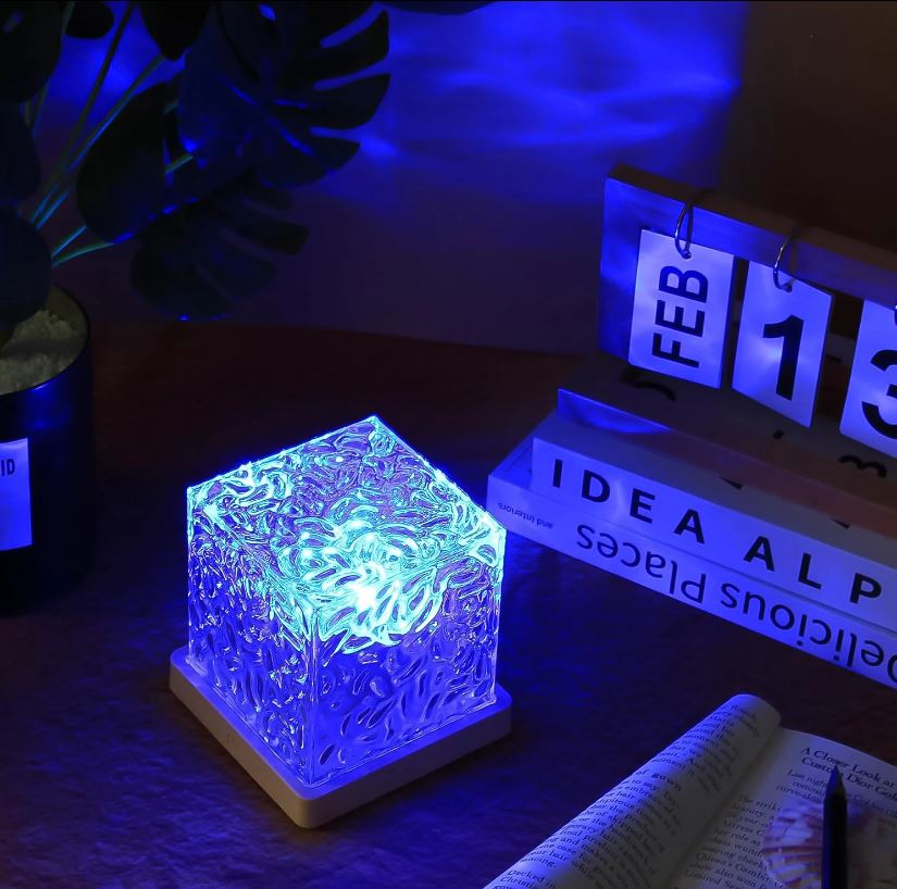 Dynamic Rotating Water Wave Ripple Night Lamp With Remote