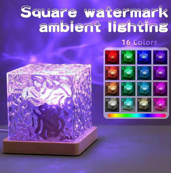 Dynamic Rotating Water Wave Ripple Night Lamp With Remote