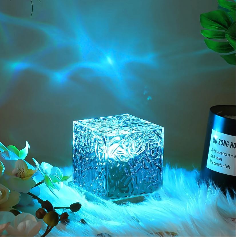 Dynamic Rotating Water Wave Ripple Night Lamp With Remote