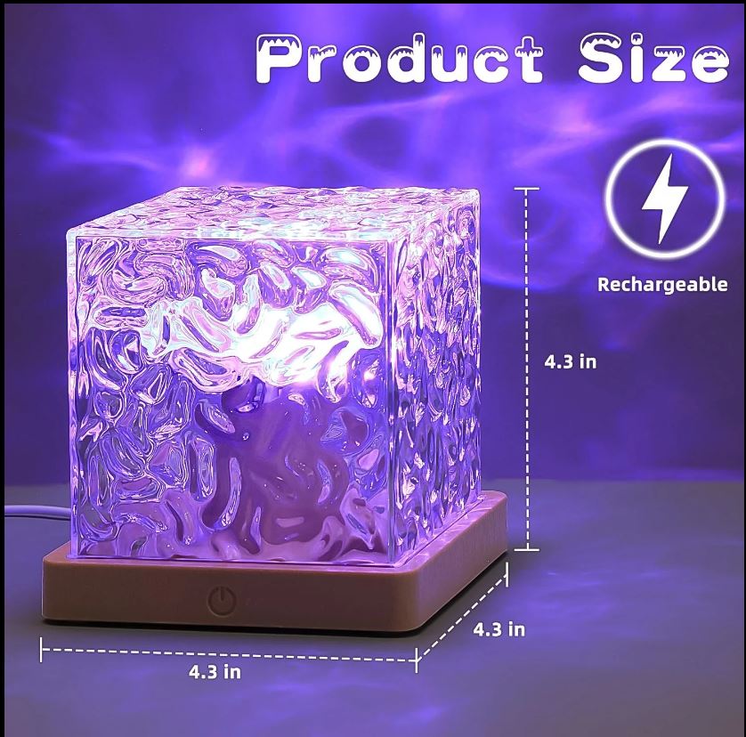 Dynamic Rotating Water Wave Ripple Night Lamp With Remote