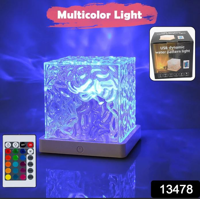 Dynamic Rotating Water Wave Ripple Night Lamp With Remote